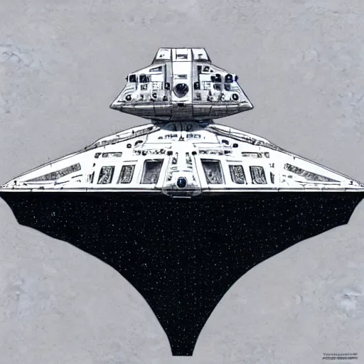 Prompt: design only, white background, symmetry, imperial star destroyer, by jean - baptiste monge