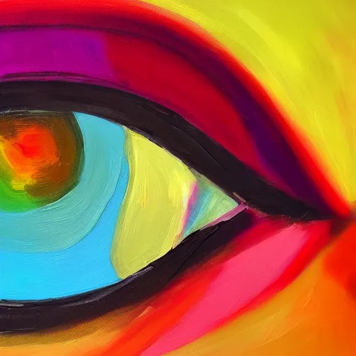 Prompt: colorful abstract minimalist painting of human eyes. Oil on panel.