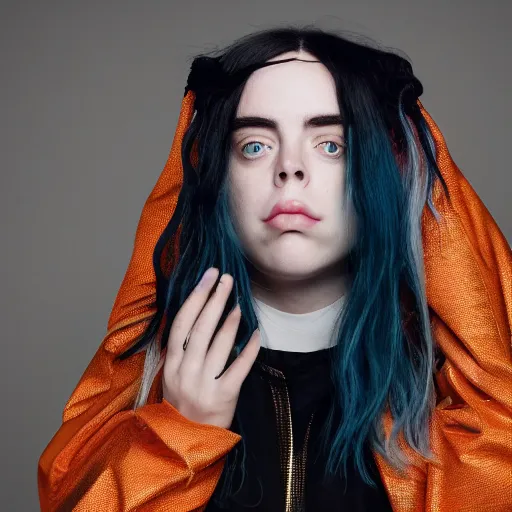 Image similar to Billie Eilish's Face, XF IQ4, 50mm, F1.4, studio lighting, professional, 8K, Look at all that detail!, Dolby Vision, UHD