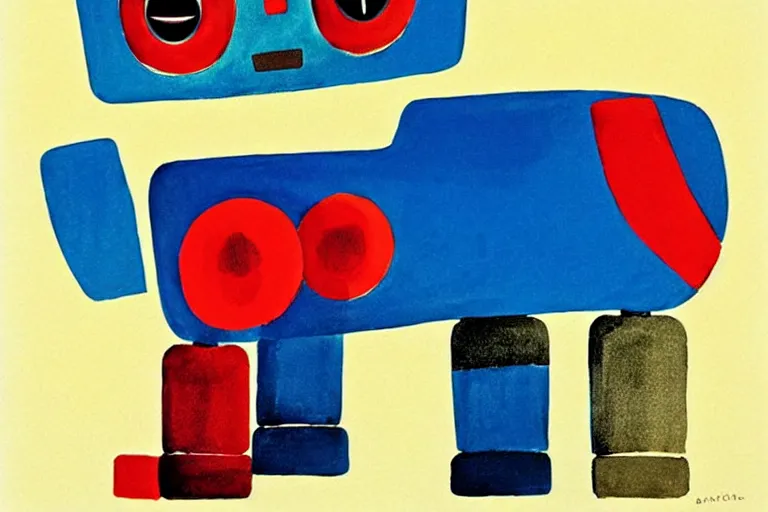 Image similar to a ( ( ( ( ( ( ( cute robot puppy ) ) ) ) ) ) ) illustration by eric carle!!!!!!!!!!!!!!!