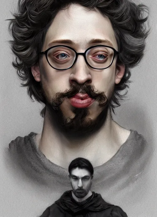 Prompt: portrait of Sam Hyde, sigma male, gigachad, medium black hair, Nordic crown, black luxurious suit, fantasy, intricate, elegant, realistic, highly detailed, digital painting, artstation, concept art, smooth, sharp focus, illustration, art by artgerm and greg rutkowski and alphonse mucha