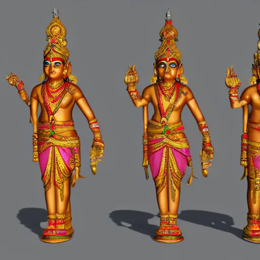 Image similar to 3d render of Idols Indian Gods, Unreal engine, white background, 8k