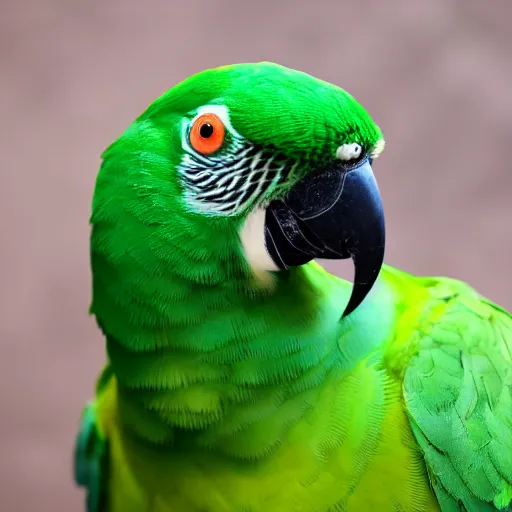 Prompt: a photo of a very fat green parrot.