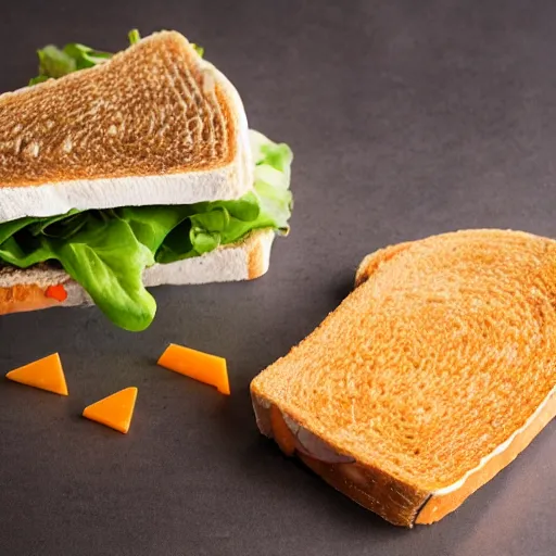 Image similar to sandwich of leds lights with seitan and cheddar, studio photo, amazing light