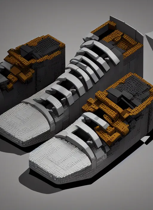 Prompt: sneaker made out of lego, steampunk, sculpture, cinema 4 d, octane render