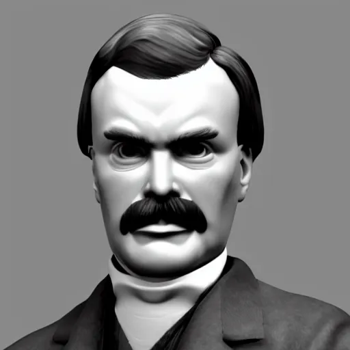 Image similar to close up portrait of friedrich nietzsche, photorealistic unreal engine render, ultra high details