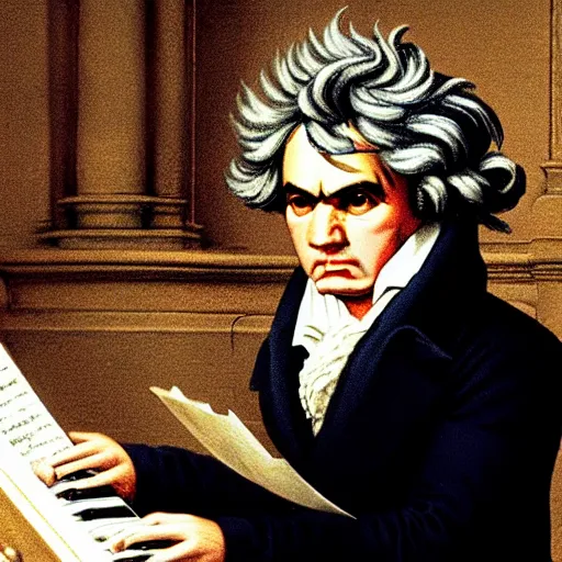 Prompt: beethoven is the disk jockey in a london night club in the 1 9 9 0 s