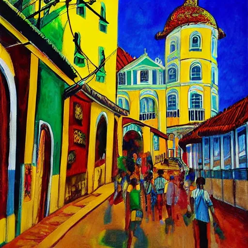 Prompt: Salvador Bahia, Pelorinho, artwork bykim jun ji,