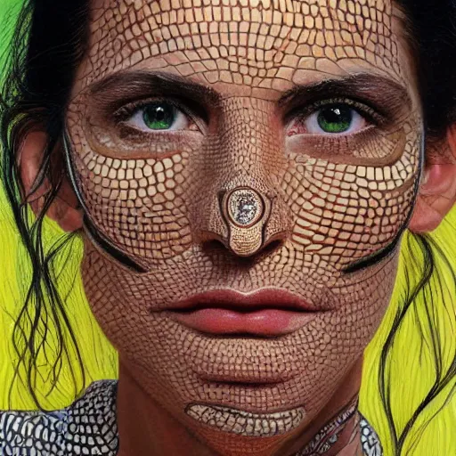 Prompt: Brazilan Supermodel, olive skin, long dark hair, beautiful bone structure, intricate, elegant, highly detailed, smooth, sharp focus, art by Chuck Close