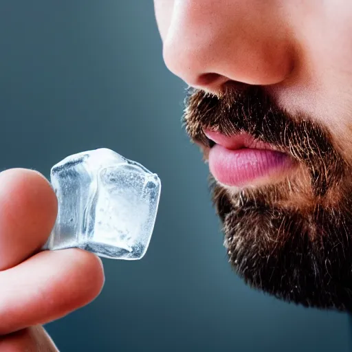 Image similar to man eating ice cubes