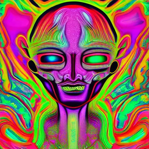 Image similar to 👽 🤖 psychedelic style, surreal, digital painting