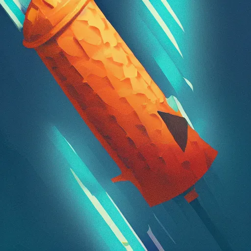 Image similar to orange striped traffic cone with shark teeth around the bottom opening, ocean background detailed atmospheric - ron cheng & alphonse mucha, highly detailed, digital painting, ray tracing, concept art, illustration, smooth sharp focus, intricate, symmetry, artstation,