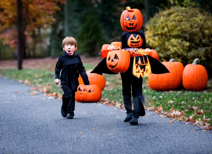 Image similar to dslr photo still of chuck norris trick or treating on halloween, 4 k, 1 2 0 mm f 1 6