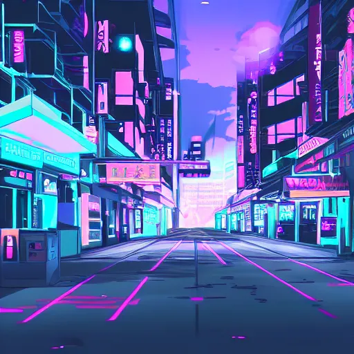city ​​in japanese anime style