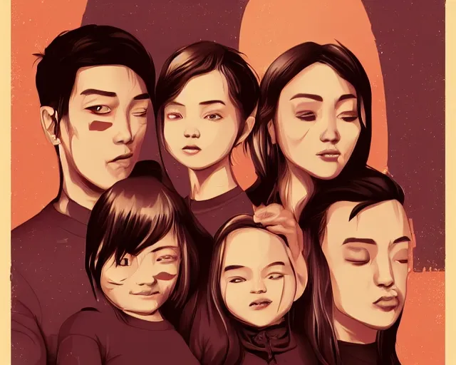 Image similar to family, a simple vector based illustration, by ross tran, artgerm, surrealism