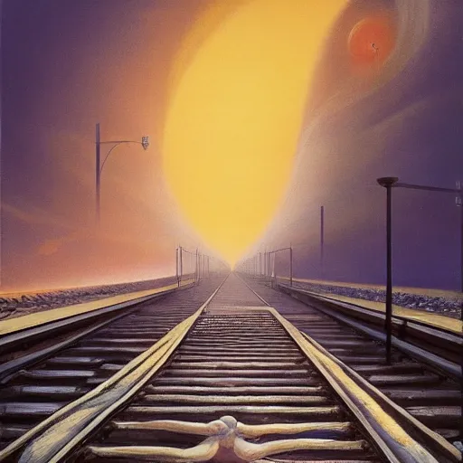 Image similar to and endless train station, it goes in forever, dreamscape surreal masterpiece. Zdzislaw, barlowe. 8k.