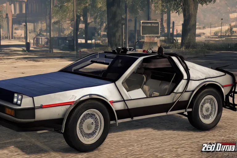 Image similar to 1 9 2 2 delorean by grand theft auto v, by red dead redemption 2