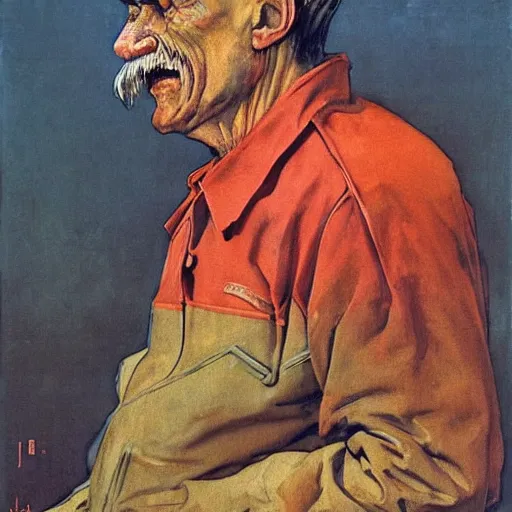 Image similar to soviet propaganda of communist peasant ken klippenstein by j. c. leyendecker, bosch, and beksinski