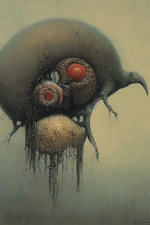 Image similar to snail crows painted by beksinski