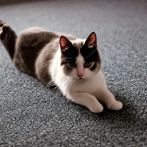 Image similar to cat stretching on carpet