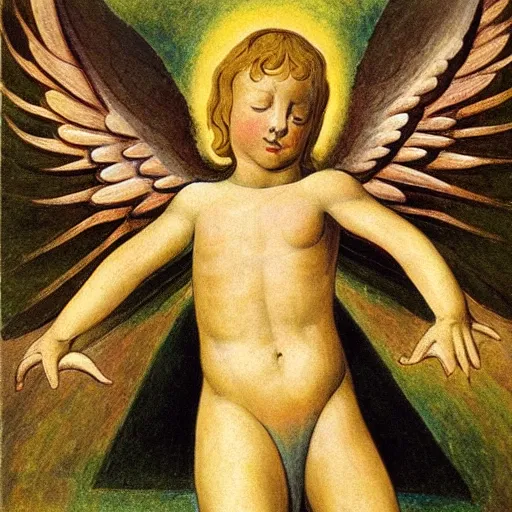 Image similar to biblical duckangel, by jean deville, by william blake, oil on canvas