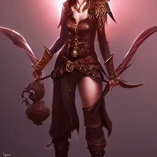 Image similar to portrait of a elven female pirate, fantasy setting, digital art, dramatic lighting, art by jason chan