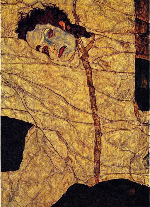 Image similar to shadows in the dark, backlight, extremely realistic and highly detailed painting by egon schiele, soft light, gold ratio