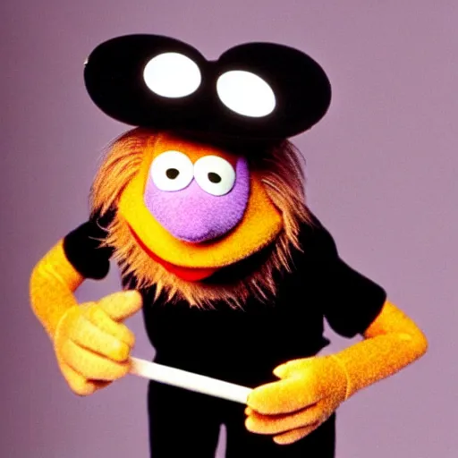 Image similar to !dream a beautiful photo of Phil Collins as a Muppet, playing drums,