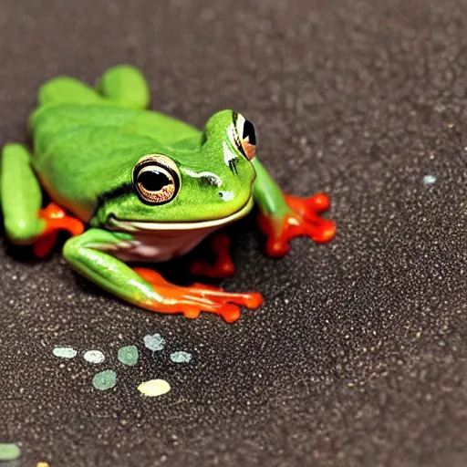 Image similar to frog emerging from yogurt