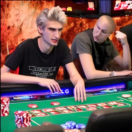 Image similar to gigachad xqc gambling : : realistic : : 1 dslr : : 1 - - quality 2