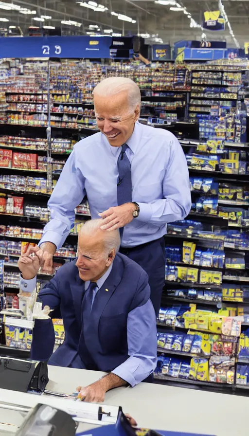 Image similar to joe biden working at walmart, cinema still