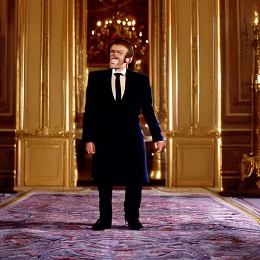 Prompt: Emmanuel Macron in Eyes Wide Shut (1999)