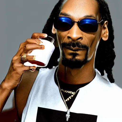 Image similar to a 90\'s photograph of snoop dog looking at the camera with a tense facial expression while drinking water