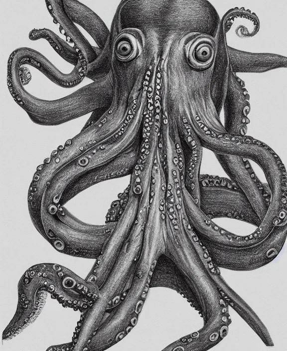 Prompt: a detailed pencil drawing of mark zuckerberg as an octopus, octopus tentacles