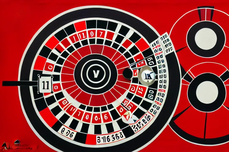 Image similar to gambling roulette machine, constructivism art, alexander rodchenko, red black white colors, surrealism, highly detailed, trending on artstation, 8 k