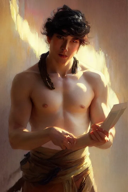 Prompt: attractive male, taoism, character design, painting by gaston bussiere, greg rutkowski, j. c. leyendecker, artgerm