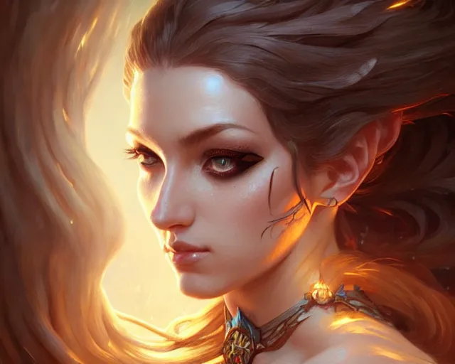 Image similar to eye makeup design, deep focus, d & d, fantasy, intricate, elegant, highly detailed, digital painting, artstation, concept art, matte, sharp focus, illustration, hearthstone, art by artgerm and greg rutkowski and alphonse mucha