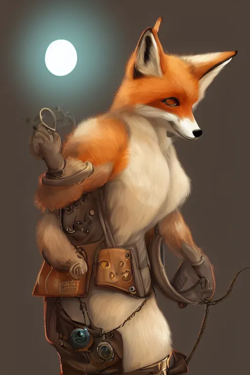 Image similar to a fox fursona, trending on artstation, by kawacy, furry art, digital art, steampunk, high quality, backlighting