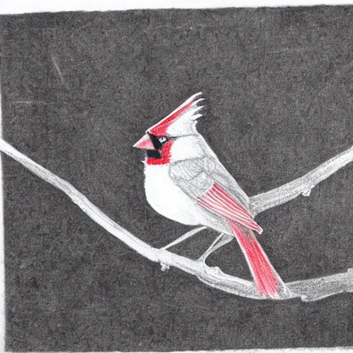 Image similar to a cardinal drawn on school paper