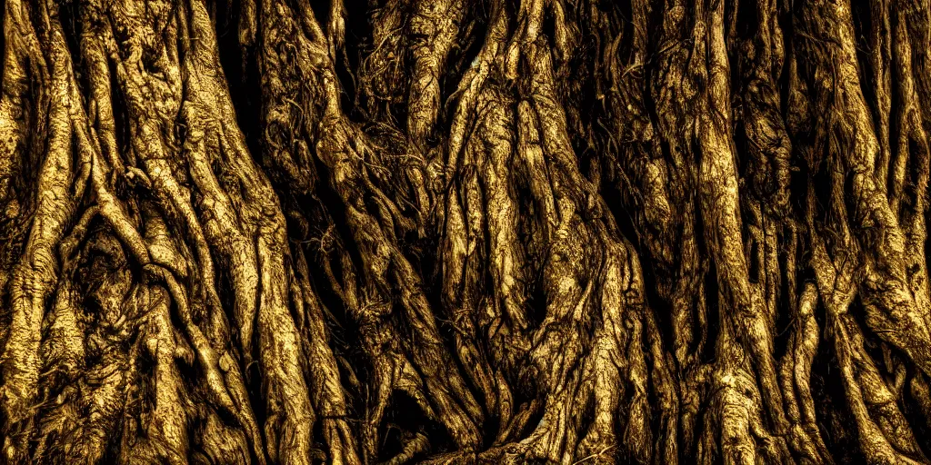 Image similar to a tree that resembles an ogre, closeup, studio lighting, deep colors, apocalyptic setting, dark