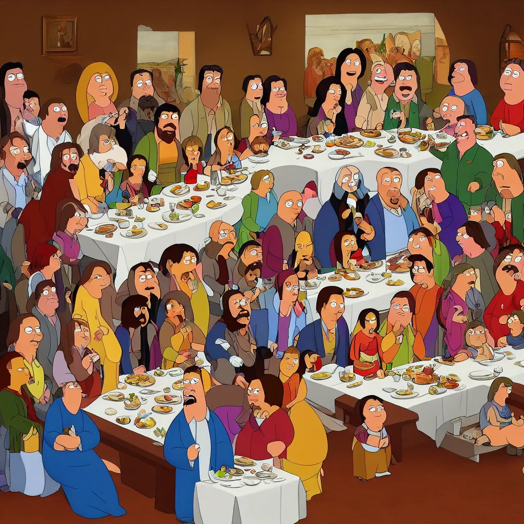 The Painting Of The Last Supper With Family Guy Stable Diffusion