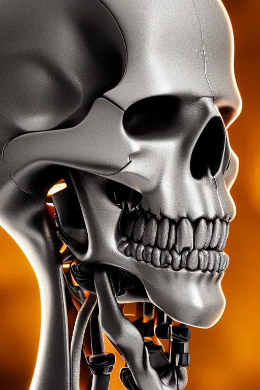 Image similar to closeup shot of a cyborg head, skull, macro shot, dof, cinematic, volumetric lighting, studio shot, octane render, focus, 8 5 mm lens, 4 k