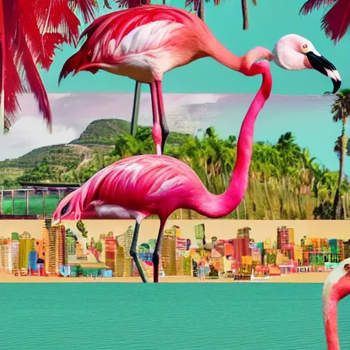 Image similar to the flamingo cafe by william maranci, internetcore plunderphonic collage album cover, trending on artstation