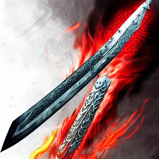 Image similar to warrior sword blade, war theme sword blade, fantasy sword of warrior, armored sword blade, fiery coloring, epic fantasy style art, fantasy epic digital art, epic fantasy weapon art