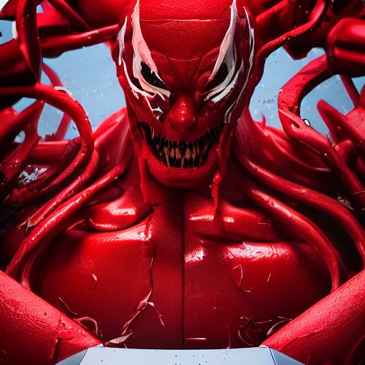 Image similar to portrait of carnage, marvel, octane render, high resolution 8 k, studio lighting,