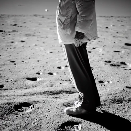 Image similar to an elderly man on the surface of the moon, 🌕, zimmer frame, canon eos r 3, f / 1. 4, iso 2 0 0, 1 / 1 6 0 s, 8 k, raw, unedited, symmetrical balance, wide angle