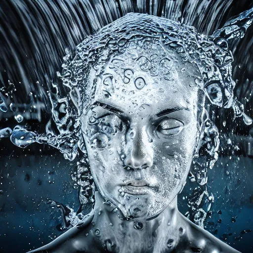 Image similar to a human head, water artwork manipulation, ray tracing, sharp focus, realistic water, long shot