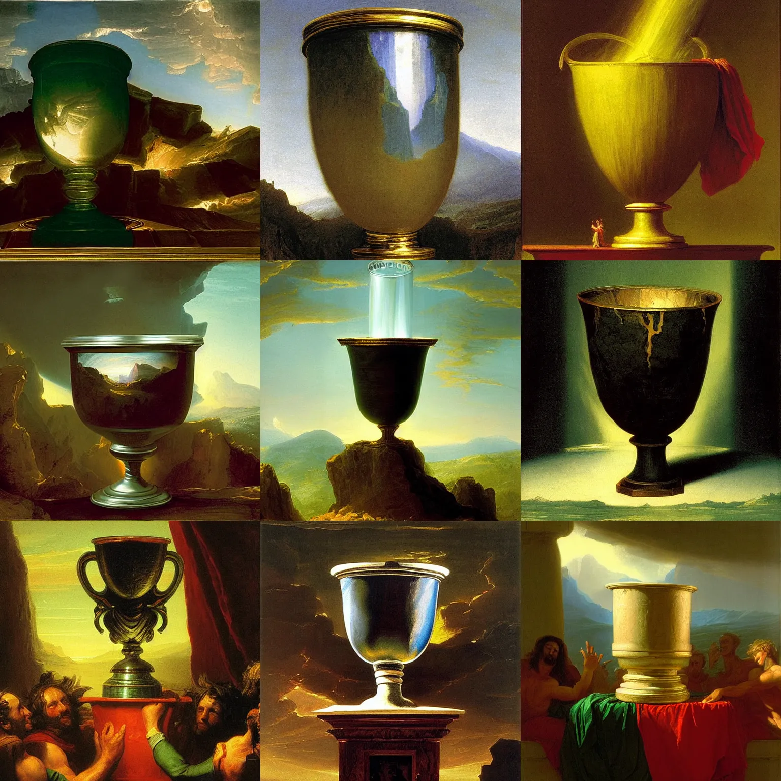 Prompt: the titan's goblet, by painter thomas cole