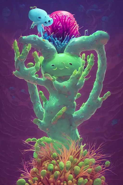 Image similar to roots cactus sushi cristal smurf ghost creature animal sushi cristal very big eye roots cactus elemental flush of force nature micro world fluo fishscale, behance hd by jesper ejsing, by rhads, makoto shinkai and lois van baarle, ilya kuvshinov, rossdraws radiating a glowing aura global illumination ray tracing hdr