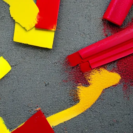 Prompt: red paint mixed with yellow paint